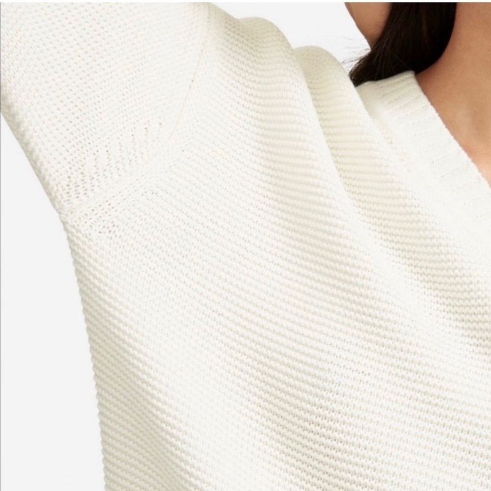 Everlane Sweater The Link Stitch V-Neck Cotton Classic Clean Girl Oversized Med - Picture 3 of 13